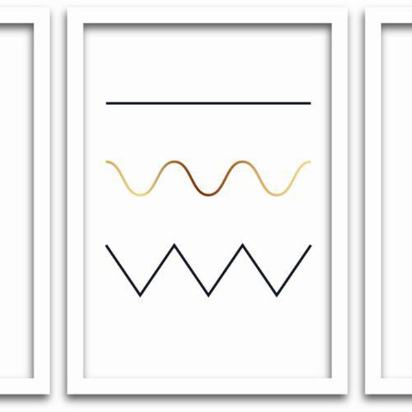 Conjunto Quadros Decorativos 3 Pçs 40x60 Formas 3 - Moldura B