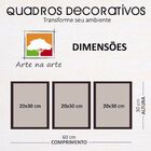 Conjunto Quadros Decorativos 3 Peças 20x30 Cactos - Moldura B