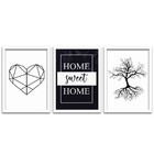 Conjunto Quadros Decorativos 3 Peças 20x30 Home Sweet Home -