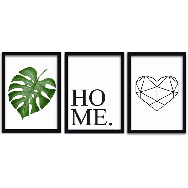 Conjunto Quadros Decorativos 3 Peças 30x45 Mdf Folha Home - M