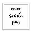 Conjunto Quadros Decorativos 3 Peças 40x40 Amor Saúde Paz - M