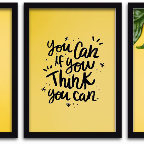 Conjunto Quadros Decorativos 3 Peças 40x60 Folhas - Moldura P