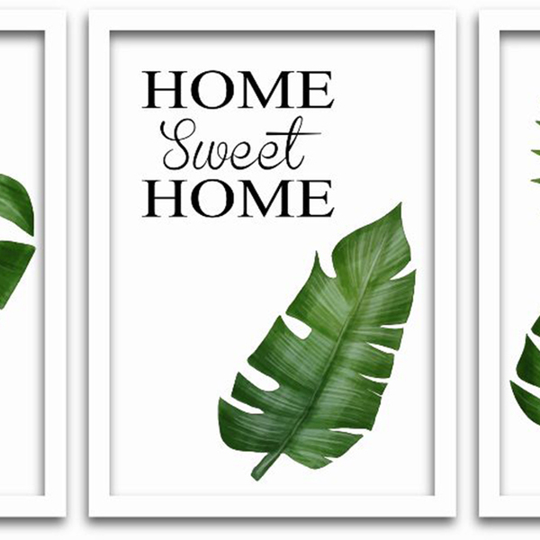 Conjunto Quadros Decorativos 3 Peças 40x60 Home Folhas - Mold