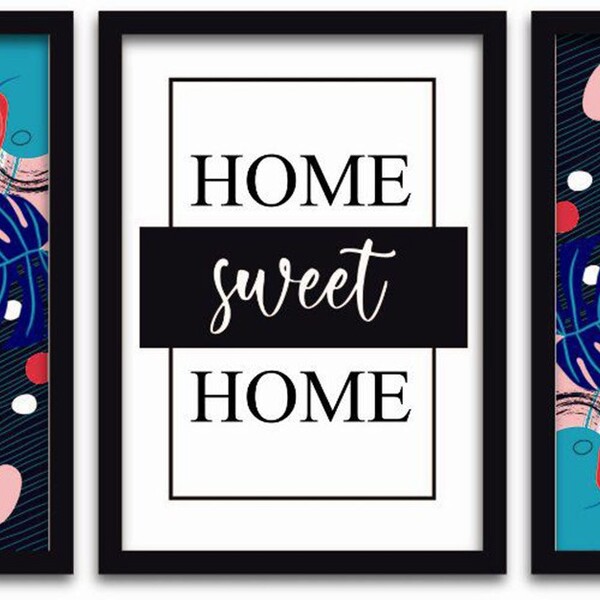 Conjunto Quadros Decorativos 3 Peças 40x60 Home Sweet Home 2