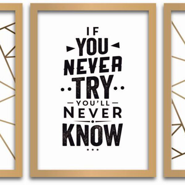 Conjunto Quadros Decorativos 3 Peças 40x60 If You - Moldura D