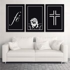 Conjunto Quadros Decorativos 3 Peças 40x60 Jesus Fé - Moldura