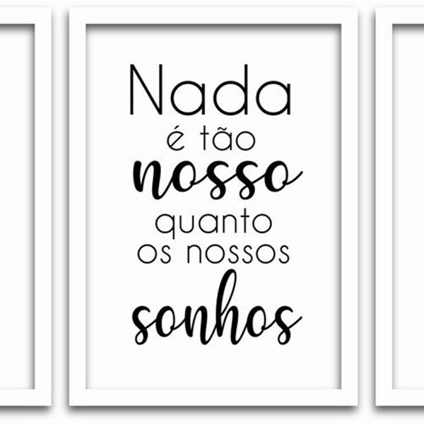 Conjunto Quadros Decorativos 3 Peças 40x60 Nossos Sonhos - Mo
