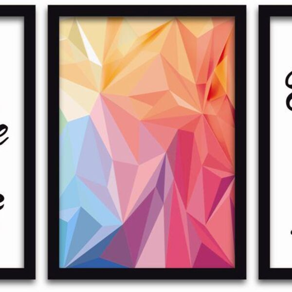 Conjunto Quadros Decorativos 3 Peças Mdf 20x30 Frases 3 - Mol