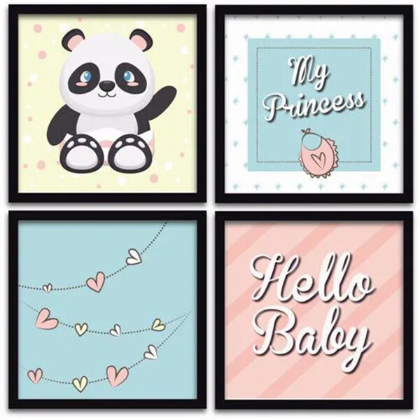 Conjunto Quadros Decorativos 4 Peças 20x20 My Princess - Mold