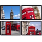 Conjunto Quadros Decorativos 4 Peças 25x35 Cabine Londres - M