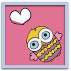 Conjunto Quadros Decorativos 4 Peças Corujinha - Moldura Azul