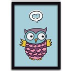 Conjunto Quadros Decorativos 4 Peças Corujinha - Moldura Preta