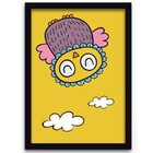 Conjunto Quadros Decorativos 4 Peças Corujinha - Moldura Preta