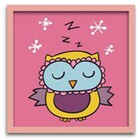 Conjunto Quadros Decorativos 4 Peças Corujinha - Moldura Rosa