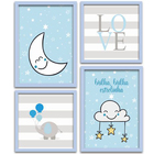 Conjunto Quadros Decorativos 4 Peças Menino Estrelinha - Mold