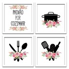 Conjunto Quadros Decorativos 4pç 20x20 Paixão Por Cozinhar 2