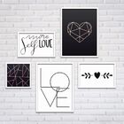 Conjunto Quadros Decorativos 5 Peças Love Frase - Moldura Bra
