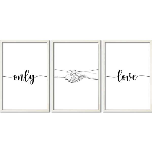 Conjunto Quadros Decorativos  Only Love Sem Vidro Branco