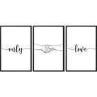 Conjunto Quadros Decorativos  Only Love Sem Vidro Preto