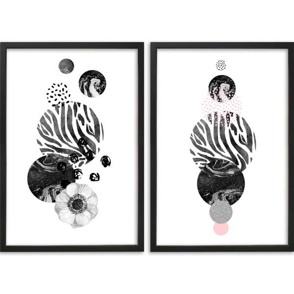 Conjunto Quadros Decorativos Abstrato Ii Sem Vidro Preto