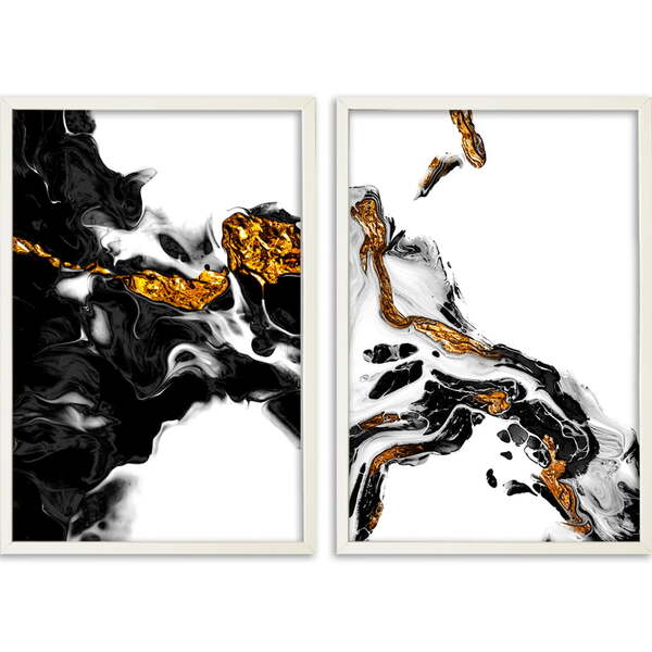 Conjunto Quadros Decorativos Abstrato Iii Sem Vidro Branco