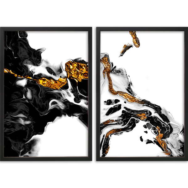 Conjunto Quadros Decorativos Abstrato Iii Sem Vidro Preto