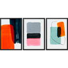 Conjunto Quadros Decorativos Abstrato Iv Sem Vidro Preto