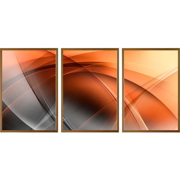 Conjunto Quadros Decorativos Abstrato Sem Vidro Marrom