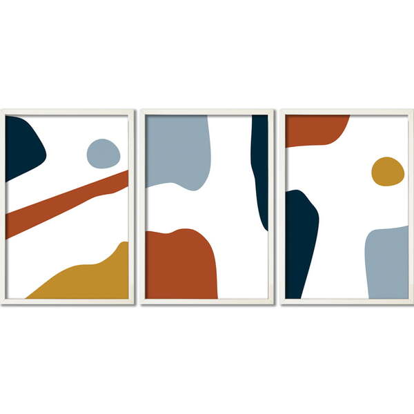 Conjunto Quadros Decorativos Abstrato Viii Sem Vidro Branco