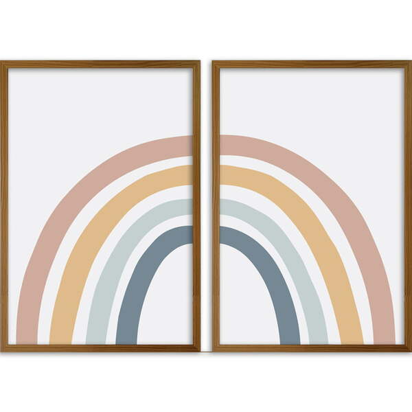 Conjunto Quadros Decorativos Arco Irís Sem Vidro Marrom