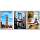 Conjunto Quadros Decorativos Cidades Sem Vidro Branco