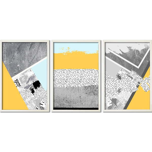Conjunto Quadros Decorativos Colagem Sem Vidro Branco