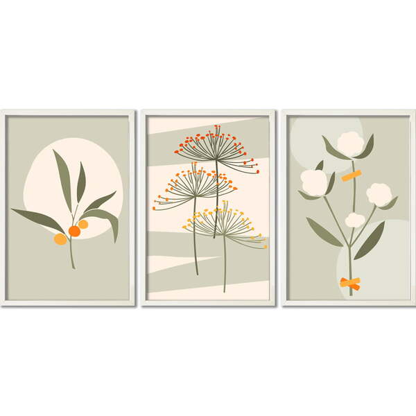 Conjunto Quadros Decorativos Composição Iv Sem Vidro Branco