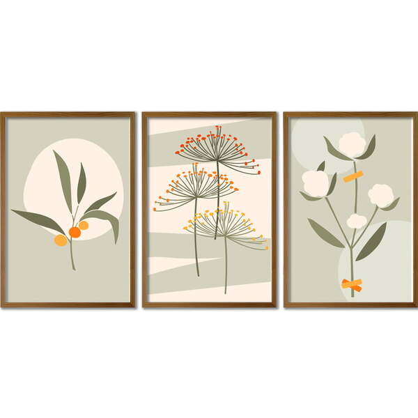 Conjunto Quadros Decorativos Composição Iv Sem Vidro Marrom