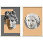 Conjunto Quadros Decorativos Estátuas Sem Vidro Branco