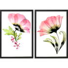 Conjunto Quadros Decorativos Floral I Sem Vidro Preto