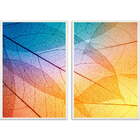 Conjunto Quadros Decorativos Folhas Coloridas Sem Vidro Branco