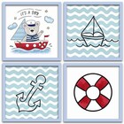 Conjunto Quadros Decorativos Infantil 4 Pçs 20x20 Marinheiro