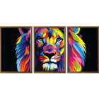 Conjunto Quadros Decorativos Leão Sem Vidro Marrom