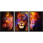 Conjunto Quadros Decorativos Leão Sem Vidro Preto