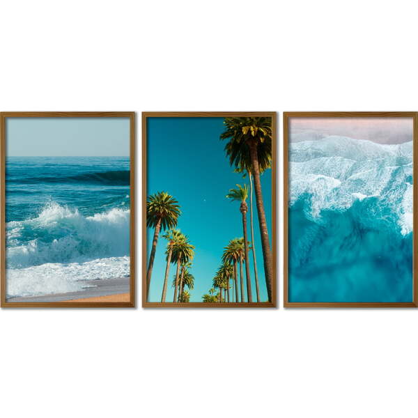 Conjunto Quadros Decorativos Mar Iv Sem Vidro Marrom