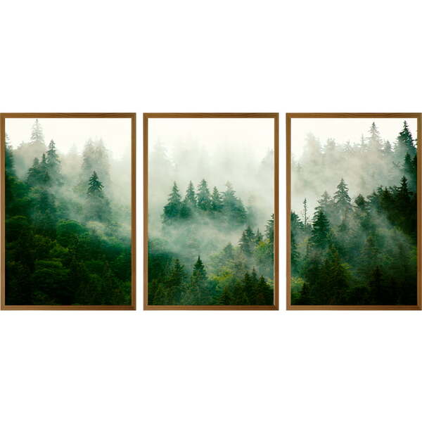 Conjunto Quadros Decorativos Neblina Sem Vidro Marrom