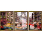 Conjunto Quadros Decorativos Paris Sem Vidro Marrom