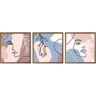 Conjunto Quadros Decorativos Rosto Linhas Ii Sem Vidro Marrom