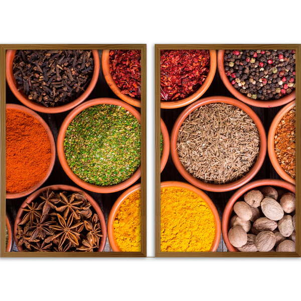 Conjunto Quadros Decorativos Temperos Iii Sem Vidro Marrom