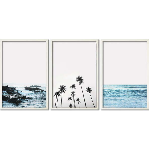 Conjunto Quadros Decorativos Tropical Ii Sem Vidro Branco