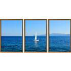 Conjunto Quadros Decorativos Veleiro Moldura Sem Vidro Marrom