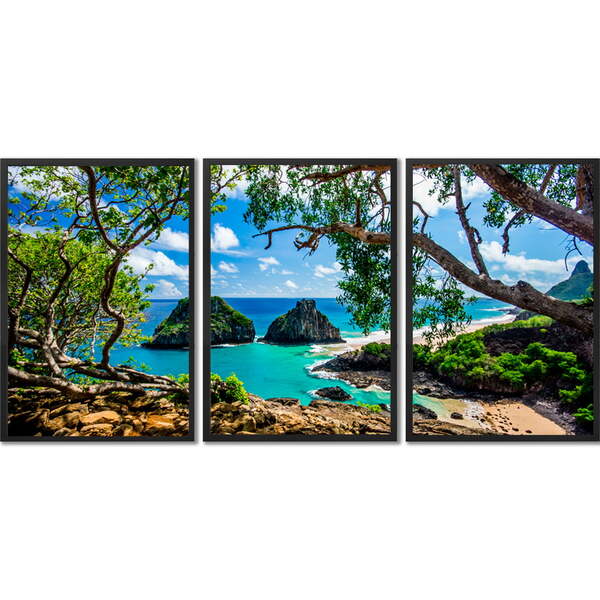 Conjunto Quadros Fernando De Noronha Sem Vidro Preto