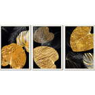 Conjunto Quadros Folhas Douradas Iii Sem Vidro Branco