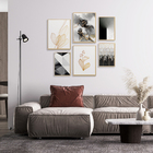 Conjunto Quadros Mármore Elegante Linhas Douradas Para Sala